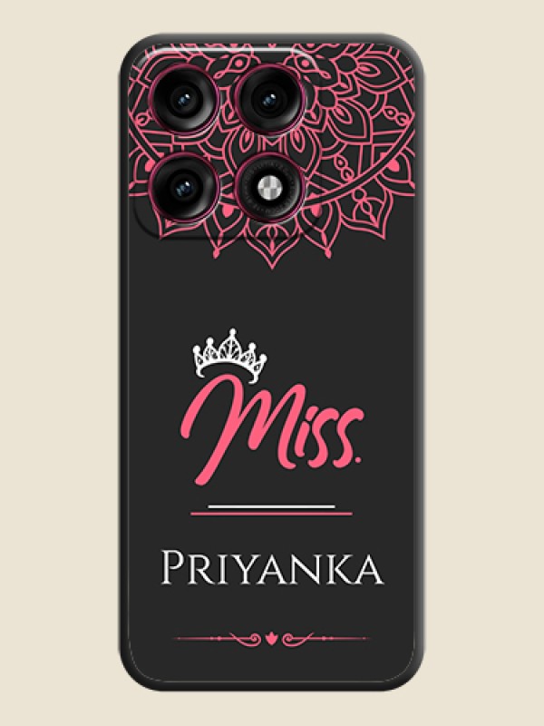 Mrs Name with Floral Design On Space Black Custom Soft Matte Mobile Back Cover - Motorola Edge 70 Pro Plus 5G