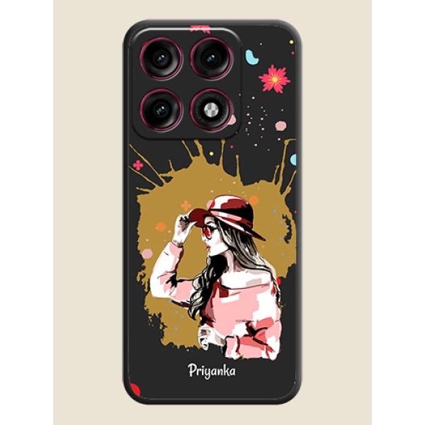 Mordern Lady With Color Splash Background With Custom Text On Space Black Custom Soft Matte Mobile Back Cover - Motorola Edge 70 Pro Plus 5G