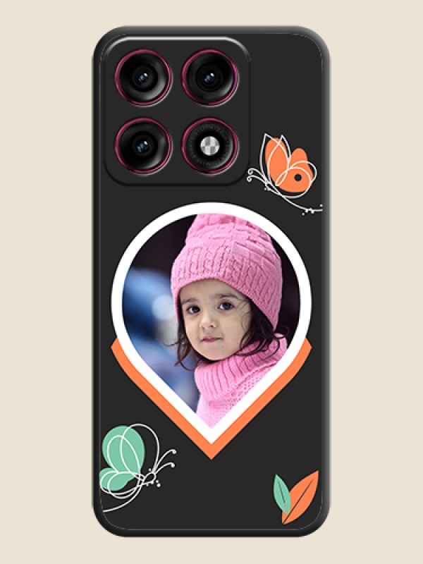 Upload Pic With Simple Butterly Design On Space Black Custom Soft Matte Mobile Back Cover - Motorola Edge 70 Pro Plus 5G