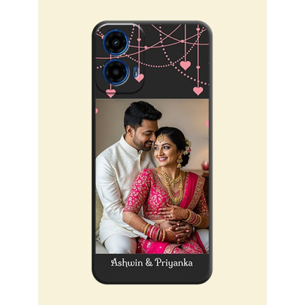 Pink Love Hangings with Text on Space Black Custom Soft Matte Back Cover - Motorola G34 5G Pink Love Hangings with Text on Space Black Custom Soft Matte Back Cover - Motorola G34 5G