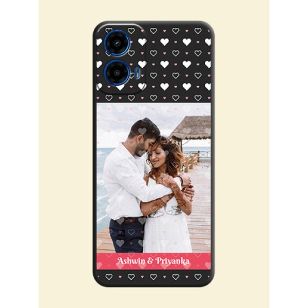 White Color Love Symbols with Text Design - Photo on Space Black Soft Matte Phone Cover - Motorola G34 5G White Color Love Symbols with Text Design - Photo on Space Black Soft Matte Phone Cover - Motorola G34 5G