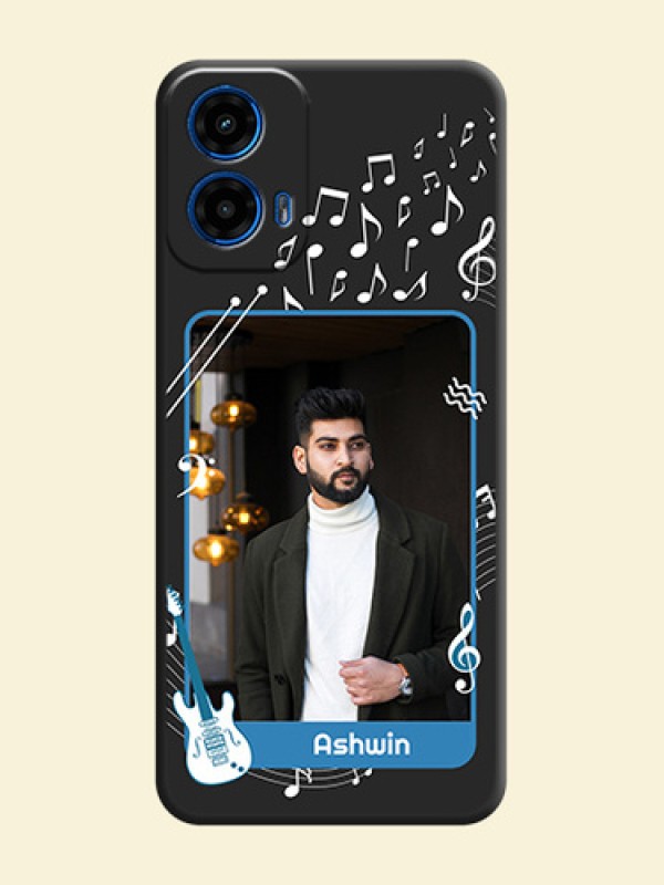 Musical Theme Design with Text - Photo on Space Black Soft Matte Mobile Case - Motorola G34 5G
