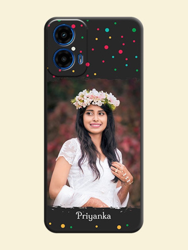 Multicolor Dotted Pattern with Text on Space Black Custom Soft Matte Phone Back Cover - Motorola G34 5G