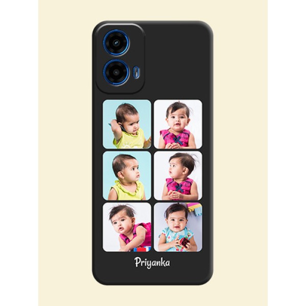 Floral Art with 6 Image Holder - Photo on Space Black Soft Matte Mobile Case - Motorola G34 5G Floral Art with 6 Image Holder - Photo on Space Black Soft Matte Mobile Case - Motorola G34 5G