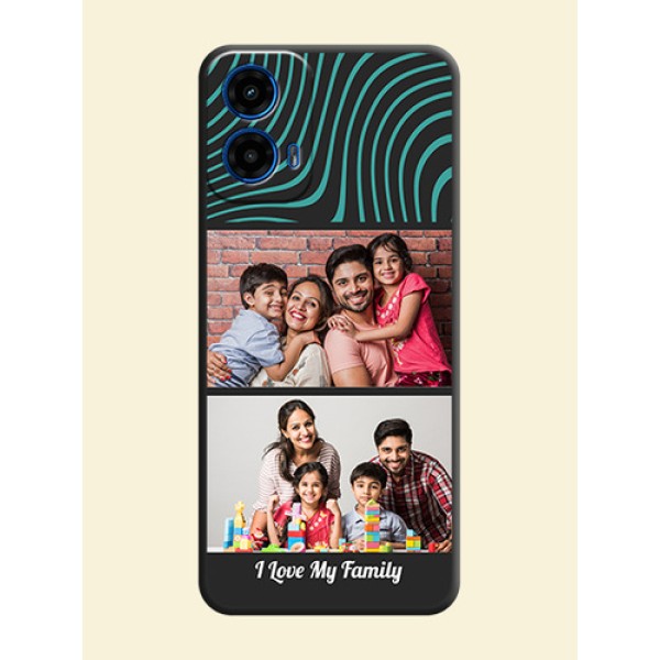 Wave Pattern with 2 Image Holder on Space Black Personalized Soft Matte Phone Covers - Motorola G34 5G Wave Pattern with 2 Image Holder on Space Black Personalized Soft Matte Phone Covers - Motorola G34 5G