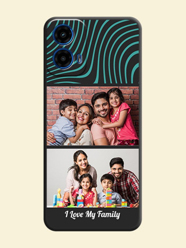 Wave Pattern with 2 Image Holder on Space Black Personalized Soft Matte Phone Covers - Motorola G34 5G