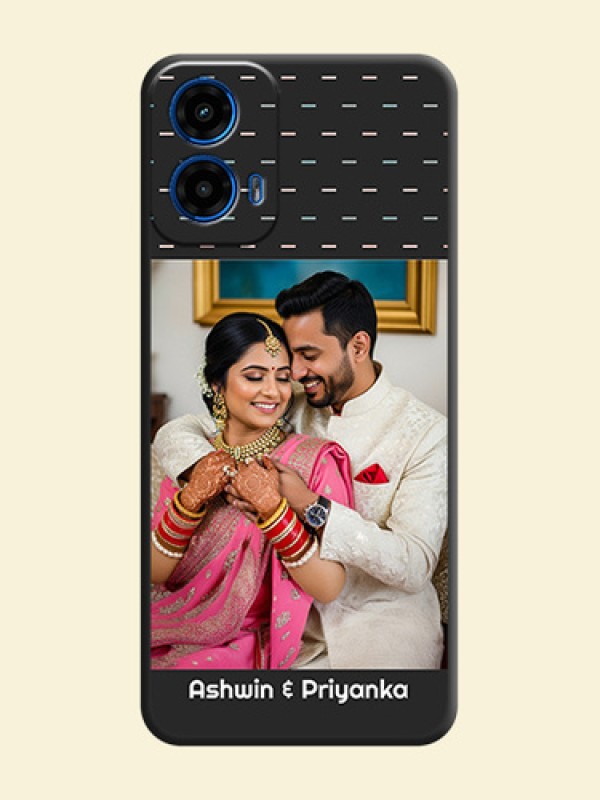 Line Pattern Design with Text on Space Black Custom Soft Matte Phone Back Cover - Motorola G34 5G