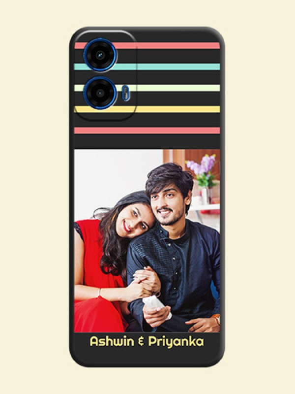 Color Stripes with Photo and Text - Photo on Space Black Soft Matte Mobile Case - Motorola G34 5G