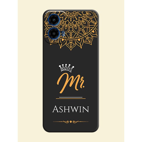 Mr Name with Floral Design on Personalised Space Black Soft Matte Cases - Motorola G34 5G Mr Name with Floral Design on Personalised Space Black Soft Matte Cases - Motorola G34 5G