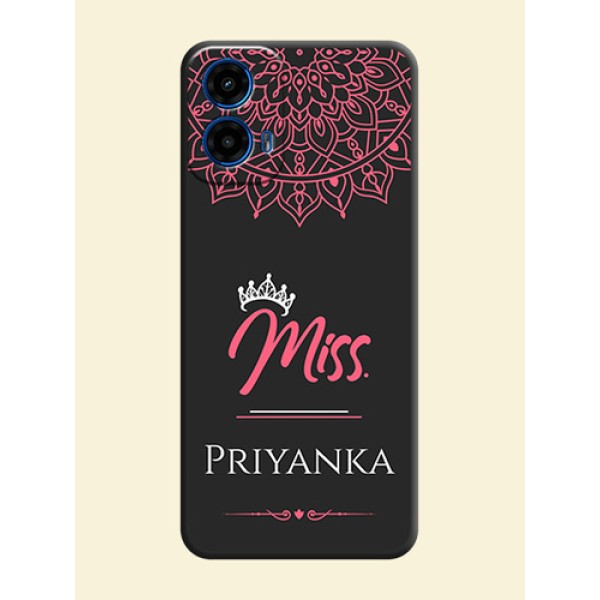 Mrs Name with Floral Design on Space Black Personalized Soft Matte Phone Covers - Motorola G34 5G Mrs Name with Floral Design on Space Black Personalized Soft Matte Phone Covers - Motorola G34 5G