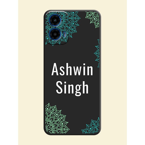 Your Name with Floral Design on Space Black Custom Soft Matte Back Cover - Motorola G34 5G Your Name with Floral Design on Space Black Custom Soft Matte Back Cover - Motorola G34 5G