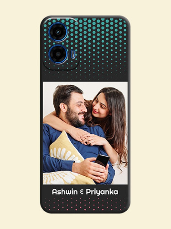 Faded Dots with Grunge Photo Frame and Text on Space Black Custom Soft Matte Phone Cases - Motorola G34 5G