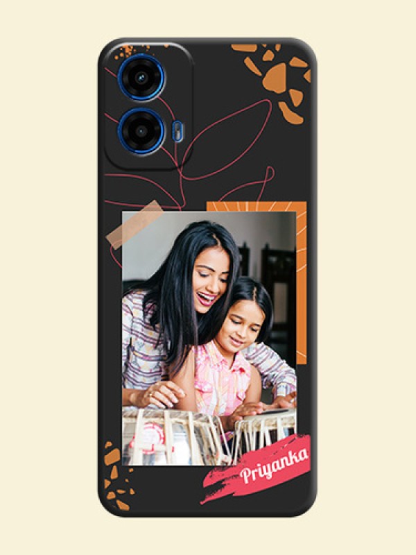 Orange Photo Frame on Space Black Custom Soft Matte Phone Back Cover - Motorola G34 5G