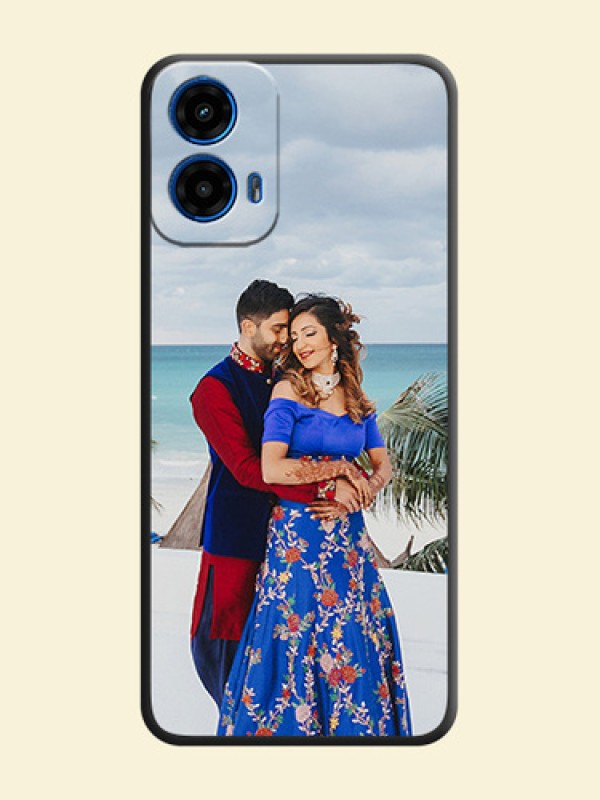 Full Single Pic Upload On Space Black Personalized Soft Matte Phone Covers - Motorola G34 5G