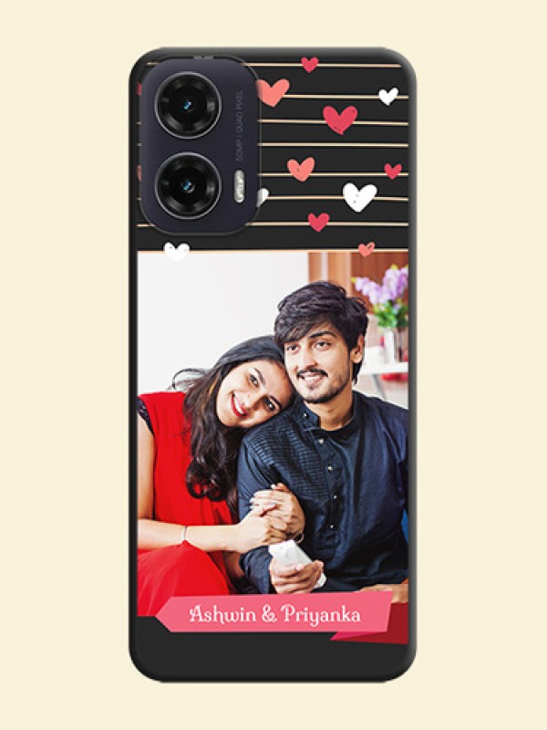 Love Pattern with Name on Pink Ribbon on Photo On Space Black Custom Soft Matte Mobile Back Cover - Motorola G35 5G