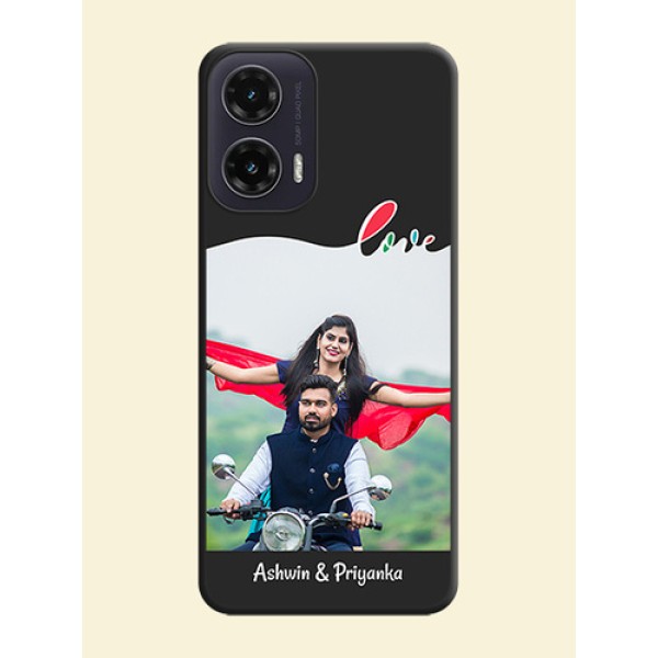 Fall in Love Pattern with Picture on Photo On Space Black Custom Soft Matte Mobile Back Cover - Motorola G35 5G Fall in Love Pattern with Picture on Photo On Space Black Custom Soft Matte Mobile Back Cover - Motorola G35 5G