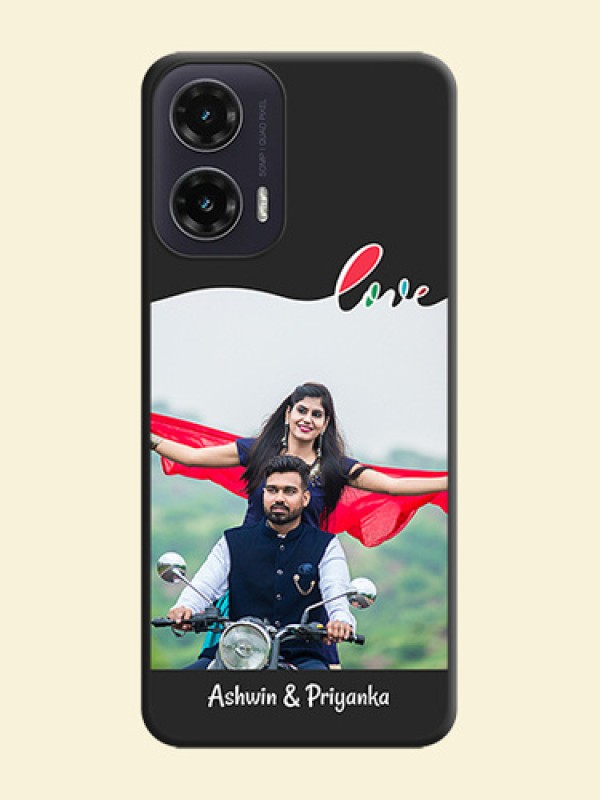 Fall in Love Pattern with Picture on Photo On Space Black Custom Soft Matte Mobile Back Cover - Motorola G35 5G