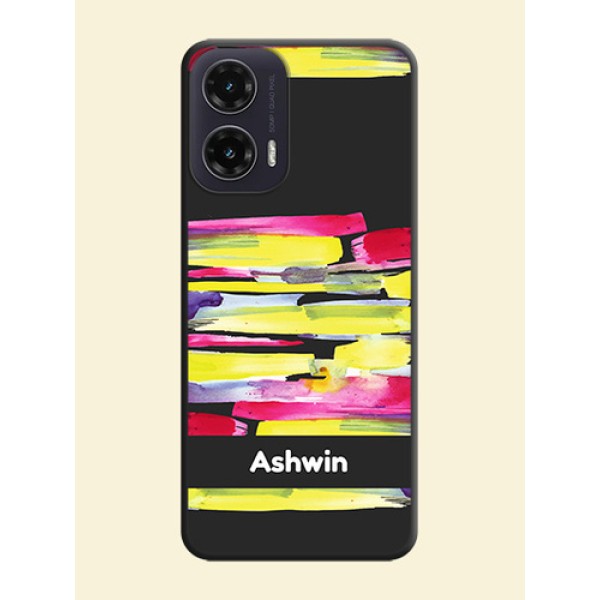 Brush Coloured On Space Black Custom Soft Matte Mobile Back Cover - Motorola G35 5G Brush Coloured On Space Black Custom Soft Matte Mobile Back Cover - Motorola G35 5G