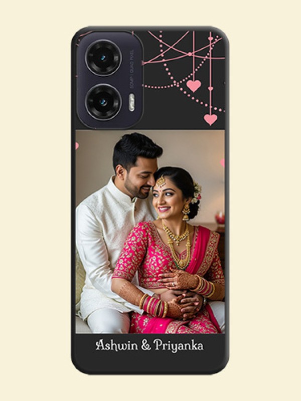 Pink Love Hangings with Text On Space Black Custom Soft Matte Mobile Back Cover - Motorola G35 5G