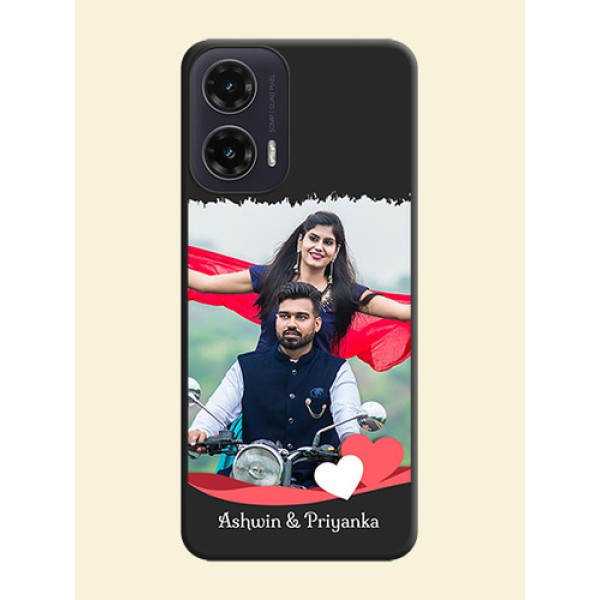 Pin Color Love Shaped Ribbon Design with Text On Space Black Custom Soft Matte Mobile Back Cover - Motorola G35 5G