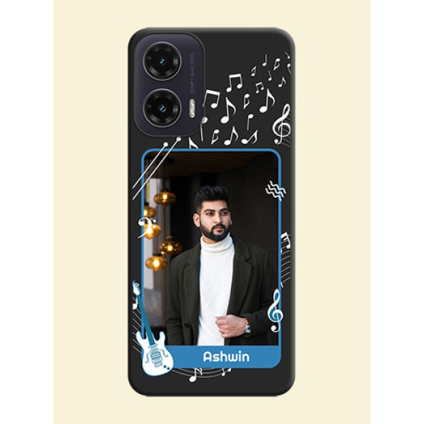 Musical Theme Design with Text on Photo On Space Black Custom Soft Matte Mobile Back Cover - Motorola G35 5G Musical Theme Design with Text on Photo On Space Black Custom Soft Matte Mobile Back Cover - Motorola G35 5G