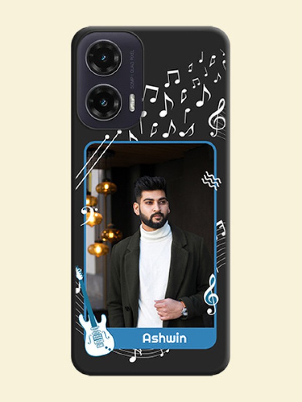 Musical Theme Design with Text on Photo On Space Black Custom Soft Matte Mobile Back Cover - Motorola G35 5G
