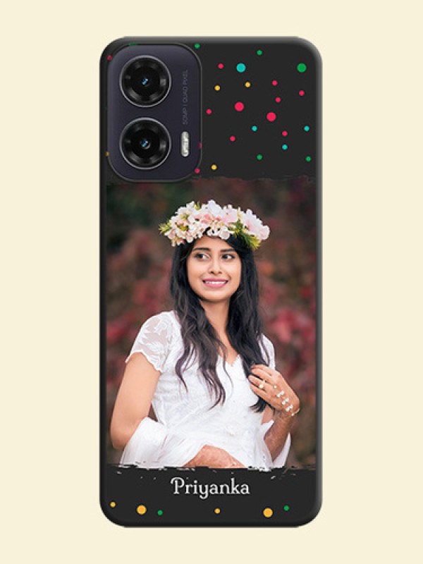 Multicolor Dotted Pattern with Text On Space Black Custom Soft Matte Mobile Back Cover - Motorola G35 5G