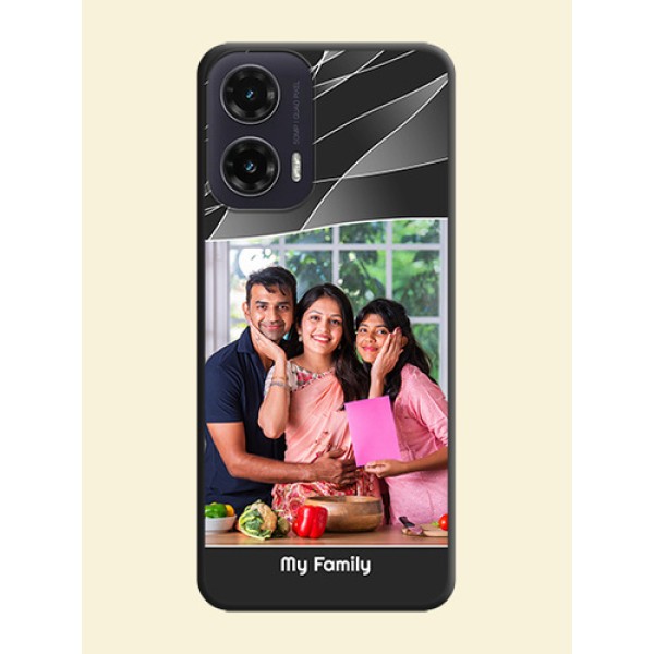 Mixed Wave Lines on Photo On Space Black Custom Soft Matte Mobile Back Cover - Motorola G35 5G
