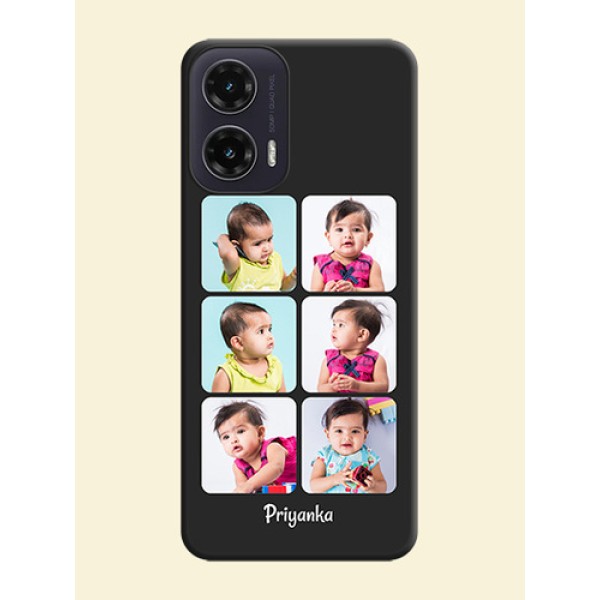 Floral Art with 6 Image Holder on Photo On Space Black Custom Soft Matte Mobile Back Cover - Motorola G35 5G Floral Art with 6 Image Holder on Photo On Space Black Custom Soft Matte Mobile Back Cover - Motorola G35 5G