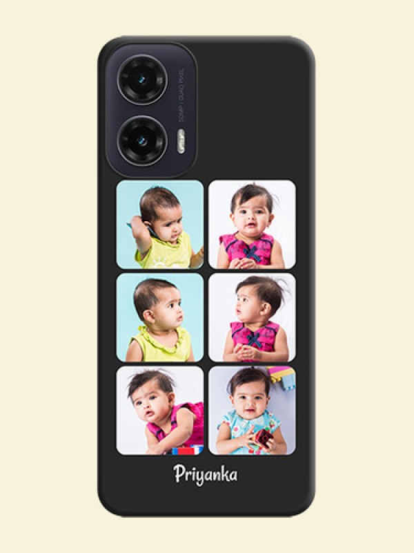 Floral Art with 6 Image Holder on Photo On Space Black Custom Soft Matte Mobile Back Cover - Motorola G35 5G