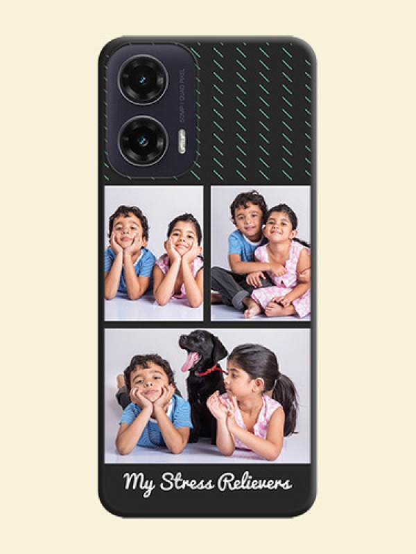 Cross Dotted Pattern with 2 Image Holder On Space Black Custom Soft Matte Mobile Back Cover - Motorola G35 5G