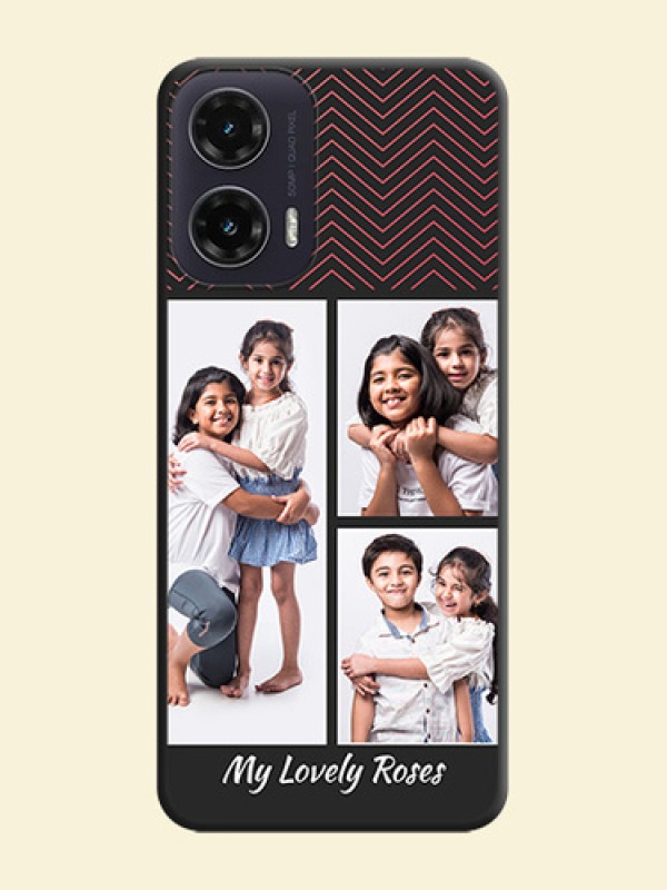 Wave Pattern with 3 Image Holder On Space Black Custom Soft Matte Mobile Back Cover - Motorola G35 5G