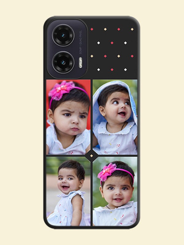 Multicolor Dotted Pattern with 4 Image Holder On Space Black Custom Soft Matte Mobile Back Cover - Motorola G35 5G