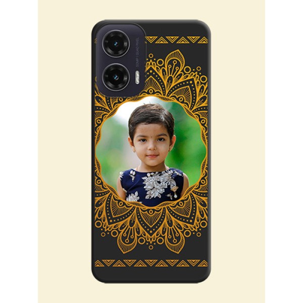Round Image with Floral Design On Space Black Custom Soft Matte Mobile Back Cover - Motorola G35 5G Round Image with Floral Design On Space Black Custom Soft Matte Mobile Back Cover - Motorola G35 5G