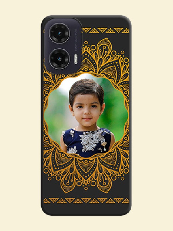 Round Image with Floral Design On Space Black Custom Soft Matte Mobile Back Cover - Motorola G35 5G