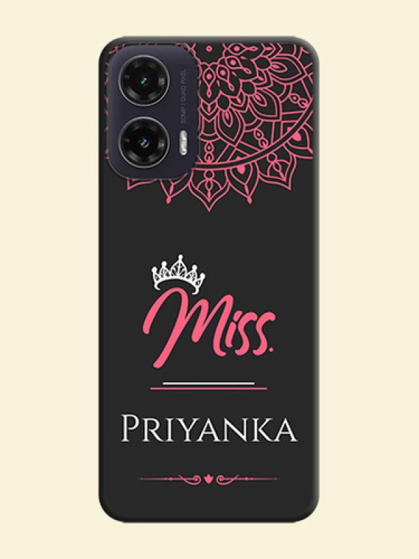 Mrs Name with Floral Design On Space Black Custom Soft Matte Mobile Back Cover - Motorola G35 5G