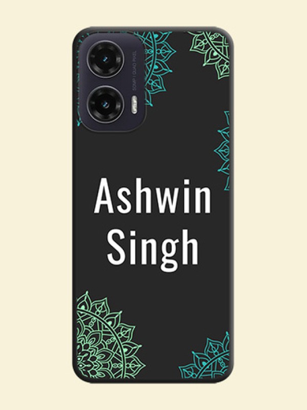 Your Name with Floral Design On Space Black Custom Soft Matte Mobile Back Cover - Motorola G35 5G