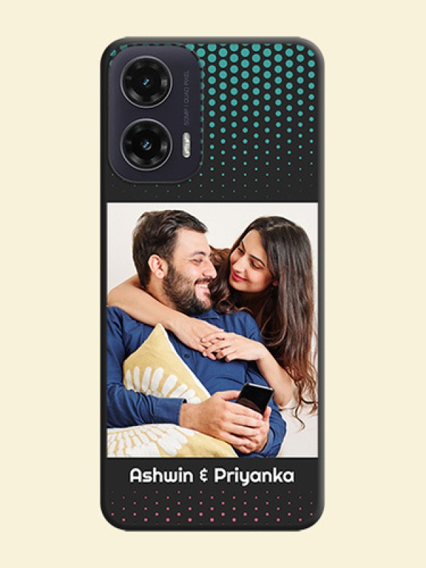 Faded Dots with Grunge Photo Frame and Text On Space Black Custom Soft Matte Mobile Back Cover - Motorola G35 5G