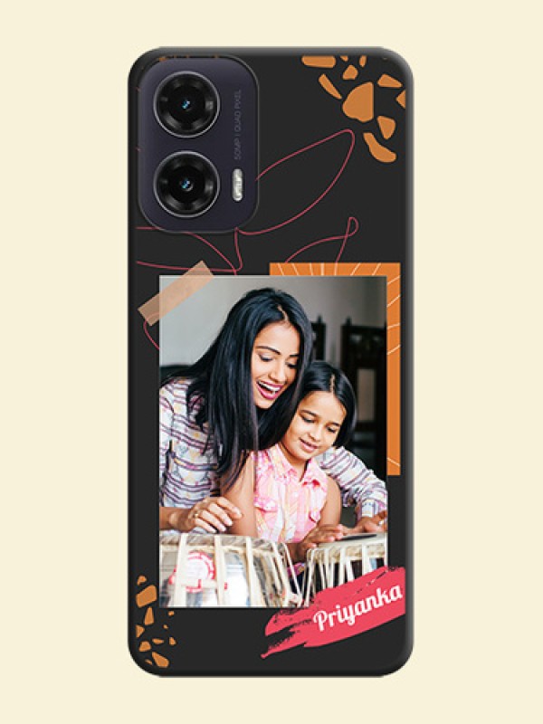 Orange Photo Frame On Space Black Custom Soft Matte Mobile Back Cover - Motorola G35 5G