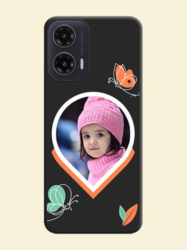 Upload Pic With Simple Butterly Design On Space Black Custom Soft Matte Mobile Back Cover - Motorola G35 5G