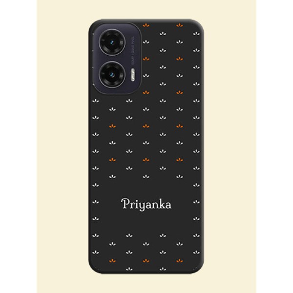Simple Pattern With Custom Text On Space Black Custom Soft Matte Mobile Back Cover - Motorola G35 5G Simple Pattern With Custom Text On Space Black Custom Soft Matte Mobile Back Cover - Motorola G35 5G