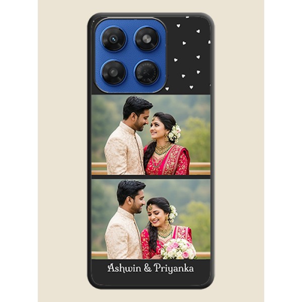 Miniature Love Symbols with Name On Space Black Custom Soft Matte Mobile Back Cover - Motorola G37 5G