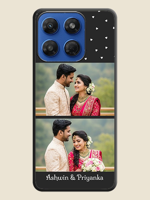 Miniature Love Symbols with Name On Space Black Custom Soft Matte Mobile Back Cover - Motorola G37 5G