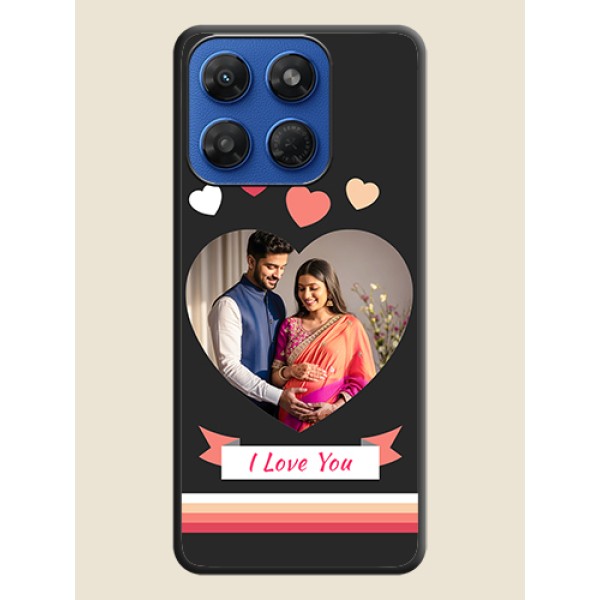 Love Shaped Photo with Colorful Stripes On Space Black Custom Soft Matte Mobile Back Cover - Motorola G37 5G
