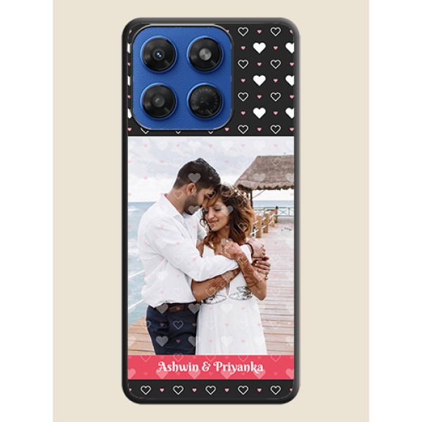 White Color Love Symbols with Text Design on Photo On Space Black Custom Soft Matte Mobile Back Cover - Motorola G37 5G White Color Love Symbols with Text Design on Photo On Space Black Custom Soft Matte Mobile Back Cover - Motorola G37 5G
