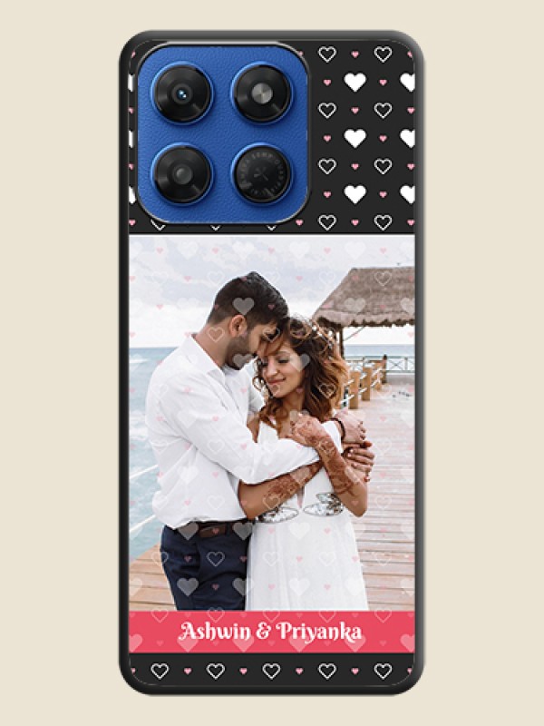 White Color Love Symbols with Text Design on Photo On Space Black Custom Soft Matte Mobile Back Cover - Motorola G37 5G
