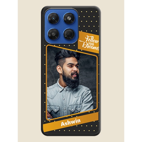 Follow Your Dreams with White Dots On Space Black Custom Soft Matte Mobile Back Cover - Motorola G37 5G