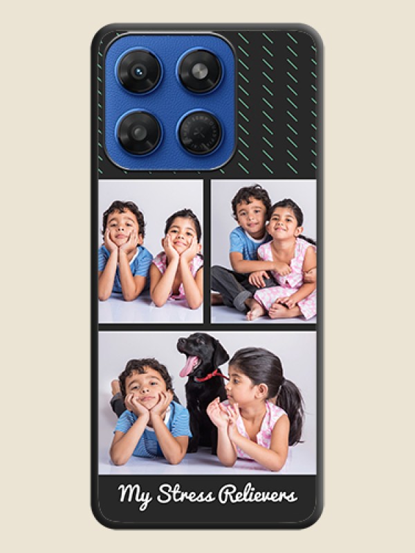 Cross Dotted Pattern with 2 Image Holder On Space Black Custom Soft Matte Mobile Back Cover - Motorola G37 5G