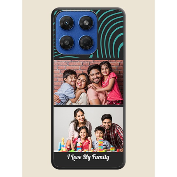 Wave Pattern with 2 Image Holder On Space Black Custom Soft Matte Mobile Back Cover - Motorola G37 5G Wave Pattern with 2 Image Holder On Space Black Custom Soft Matte Mobile Back Cover - Motorola G37 5G