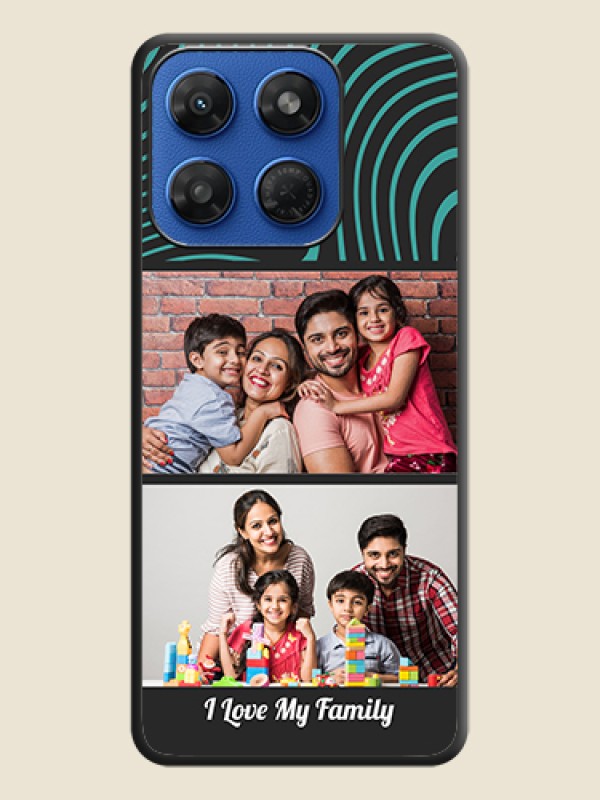 Wave Pattern with 2 Image Holder On Space Black Custom Soft Matte Mobile Back Cover - Motorola G37 5G